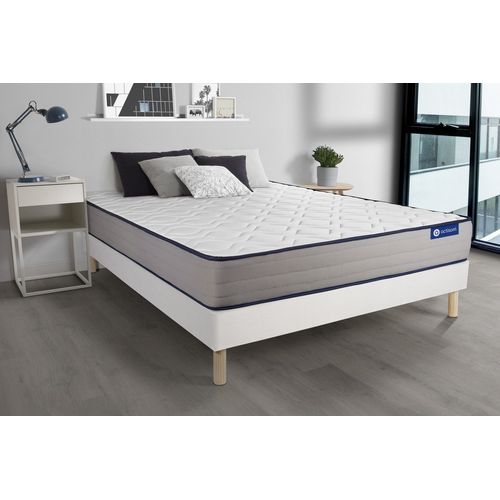 Ensemble Matelas Latex Et Memoire De Forme Actilatex Form 180x200 Cm 5zones De Confort + Sommier Kit Blanc