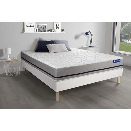 Ensemble Matelas 140x200 Actilatex Soft 3zones De Confort + Sommier Kit Blanc