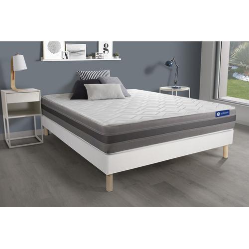 Ensemble Matelas Actiflex Relax Ressorts Ensaches + Memoire De Forme 160x200 Max Epaisseur 5zones Confort + Sommier Kit Blanc