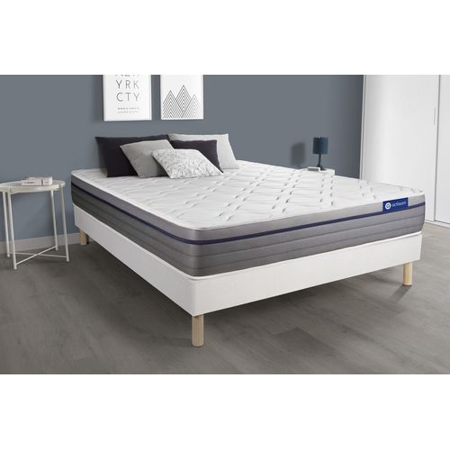 Ensemble Matelas Ressorts Ensaches+Memoire De Forme Actiflex Zen 160x200 Maxi Epaisseur 7zones De Confort + Sommier Kit Blanc