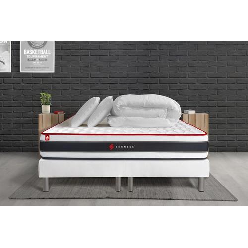 Pack Matelas Energy 160x200 + Double Sommiers Blanc 80x200 + Couette + 2 Oreillers