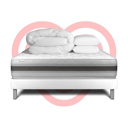 Pack Prêt A Dormir Vitalmemo Back 180 X 200 Cm Sommier Kit Blanc