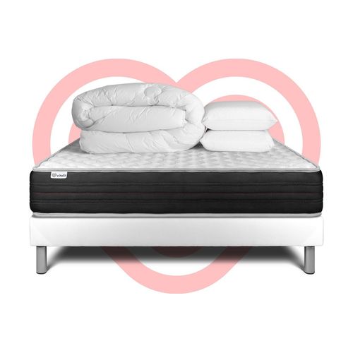 Pack Prêt A Dormir Vitalmemo One 140 X 200 Cm Sommier Kit Blanc