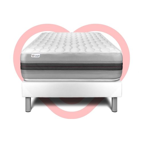 Ensemble Vitalspring Recover 90 X 200 Cm Sommier Kit Blanc