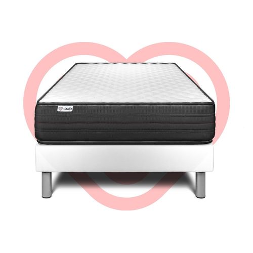 Ensemble Vitalpower 90 X 200 Cm Sommier Kit Blanc