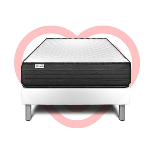 Ensemble Vitalpower 90 X 190 Cm Sommier Kit Blanc