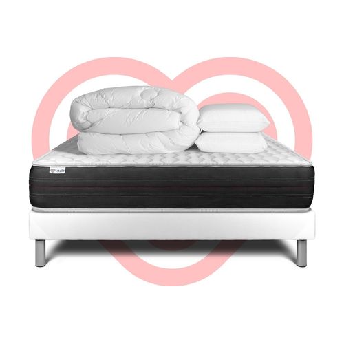 Pack Prêt A Dormir Vitalspring 180 X 200 Cm Sommier Kit Blanc