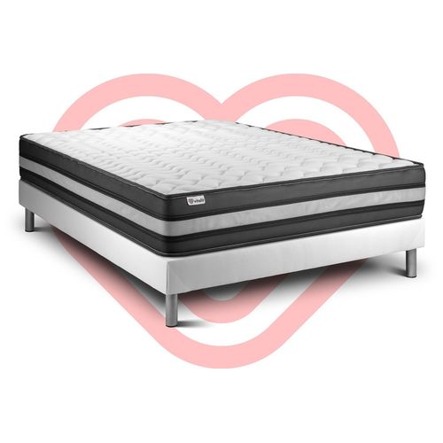 Ensemble Vitalpower Zen 180 X 200 Cm Sommier Kit Blanc
