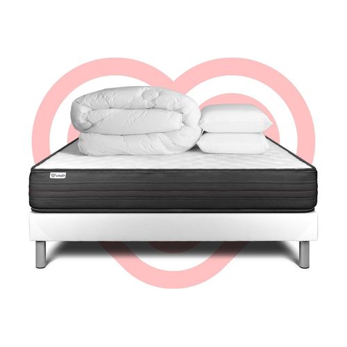 Pack Prêt A Dormir Vitalpower 180 X 200 Cm Sommier Kit Blanc