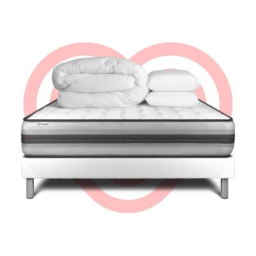 Pack Prêt A Dormir Vitalpower Recover 140 X 190 Cm Sommier Kit Blanc