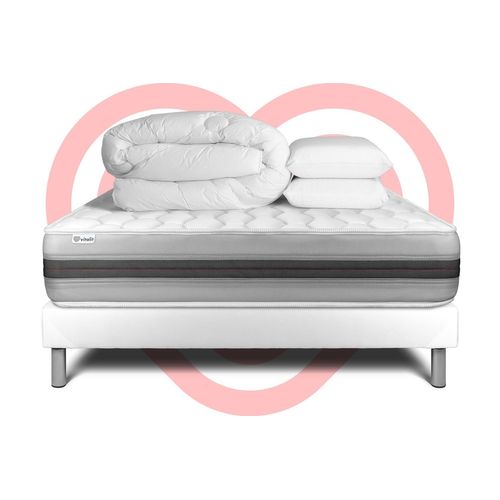 Pack Prêt A Dormir Vitalspring Recover 140 X 200 Cm Sommier Kit Blanc