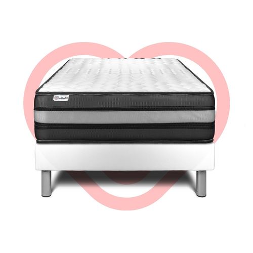 Ensemble Vitalpower Zen 90 X 190 Cm Sommier Kit Blanc