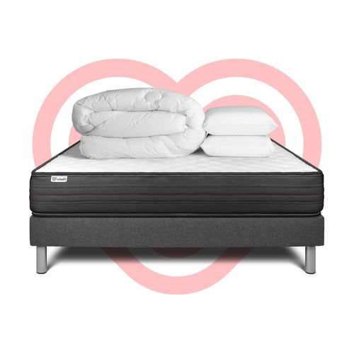 Pack Prêt A Dormir Vitalpower 180 X 200 Cm Sommier Kit Gris