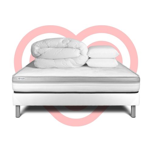 Pack Prêt A Dormir Vital Relax 140 X 190 Cm Sommier Kit Blanc