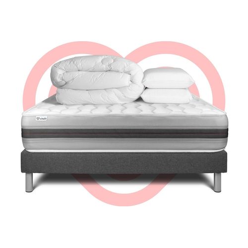 Pack Prêt A Dormir Vitalspring Recover 140 X 200 Cm Sommier Kit Gris