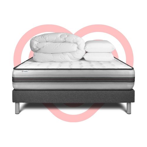 Pack Prêt A Dormir Vitalpower Recover 140 X 200 Cm Sommier Kit Gris