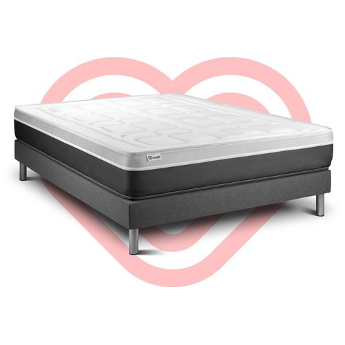 Ensemble Vital Soft 200 X 200 Cm Sommier Kit Gris