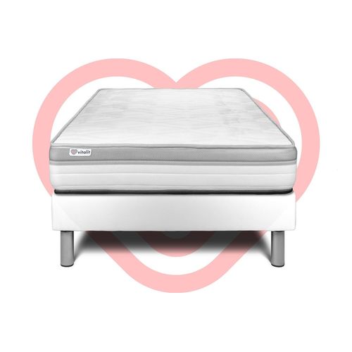 Ensemble Vital Relax 90 X 190 Cm Sommier Kit Blanc