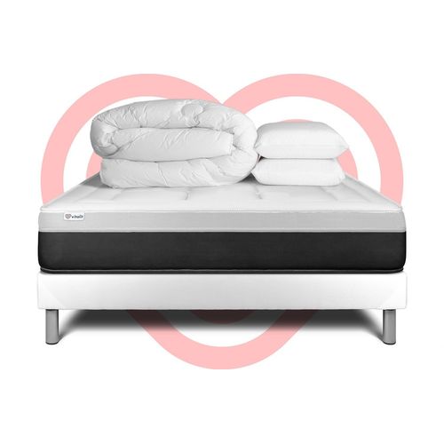 Pack Prêt A Dormir Vital Form 140 X 200 Cm Sommier Kit Blanc