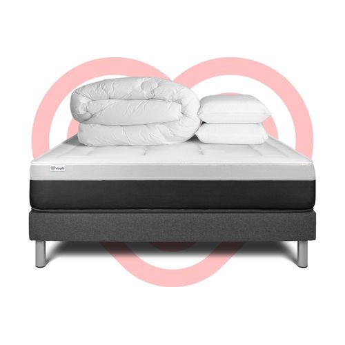 Pack Prêt A Dormir Vital Form 180 X 200 Cm Sommier Kit Gris
