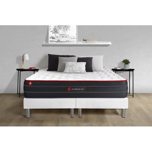 Ensemble Double Sommier + Matelas Boost Ressorts Ensaches Et Memoire De Forme 180x200