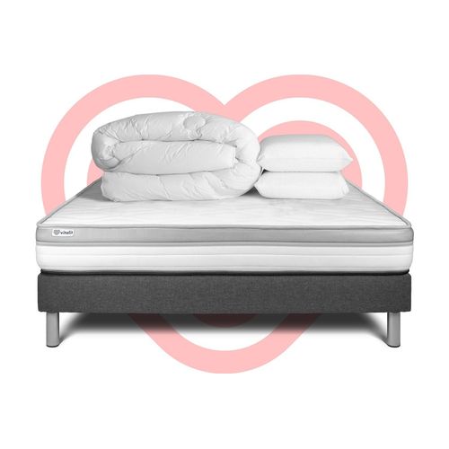 Pack Prêt A Dormir Vital Relax 140 X 200 Cm Sommier Kit Gris