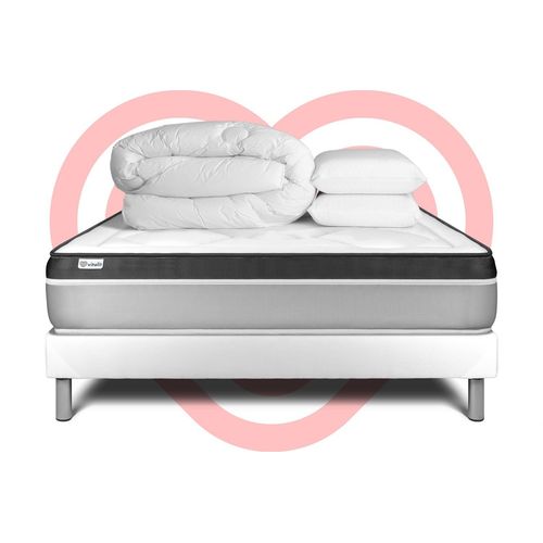 Pack Prêt A Dormir Vital Ergo 180 X 200 Cm Sommier Kit Blanc