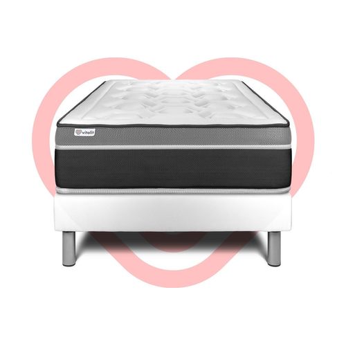 Ensemble Vital Care 90 X 190 Cm Sommier Kit Blanc