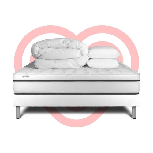 Pack Prêt A Dormir Vital Spa 160 X 200 Cm Sommier Kit Blanc