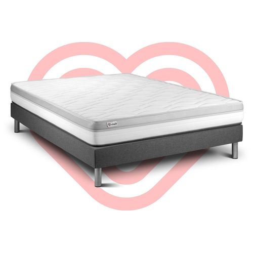 Ensemble Vital Relax 140 X 190 Cm Sommier Kit Gris.