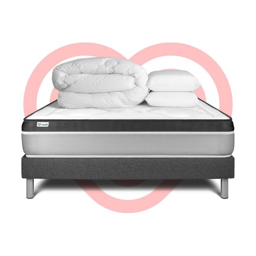 Pack Prêt A Dormir Vital Ergo 180 X 200 Cm Sommier Kit Gris