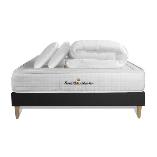 Pack Matelas A Memoire De Forme Maxi Epaisseur Balmoral 140x190cm Sommier Kit Noir + 2 Oreillers + 1 Couette 240x220cm