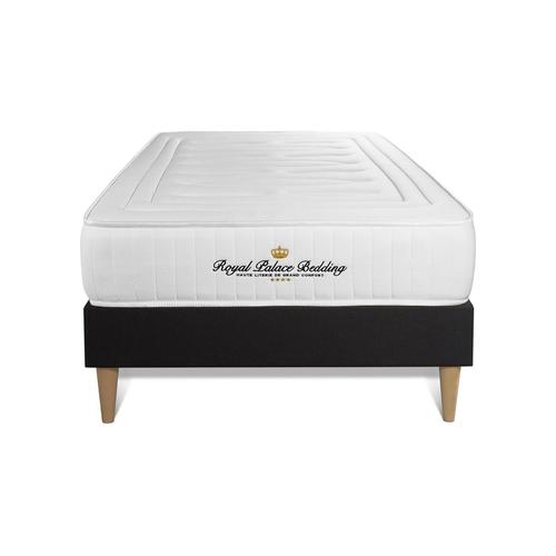 Ensemble 90x200 Matelas Lancaster Ressorts Ensaches Et Memoire De Forme + Sommier Kit Noir