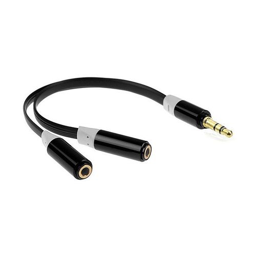 3,5mm Mini-Jack Mâle à 2 Femelle Audio Casque Adaptateur Ecouteur 2 Voies BK