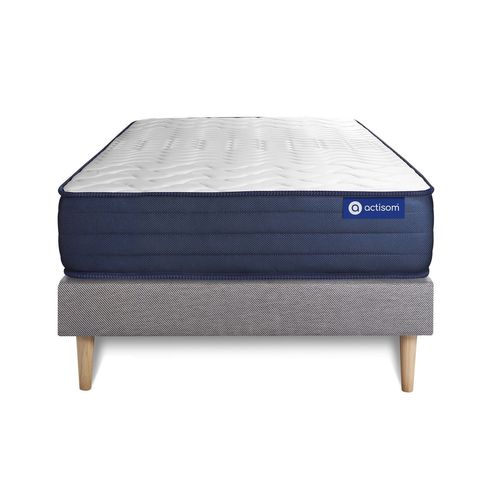 Ensemble Matelas Actimemo Life 90x190 Memoire De Forme 5zones De Confort + Sommier Kit Gris