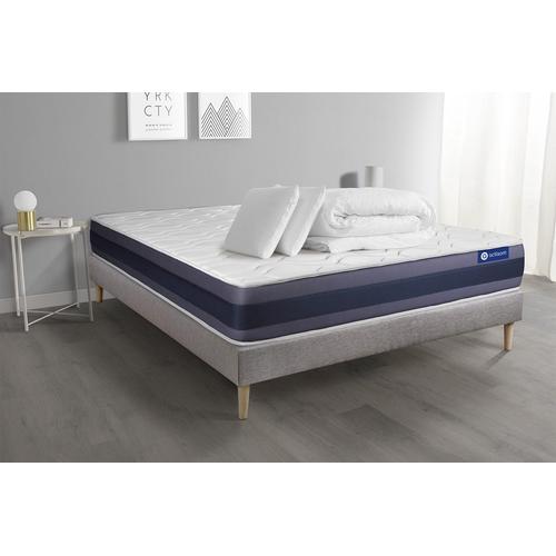 Pack Prêt A Dormir Matelas Memoire De Forme Actimemo Morpho 180x200 5zones Confort + Sommier Kit Gris + 2 Oreillers +Couette