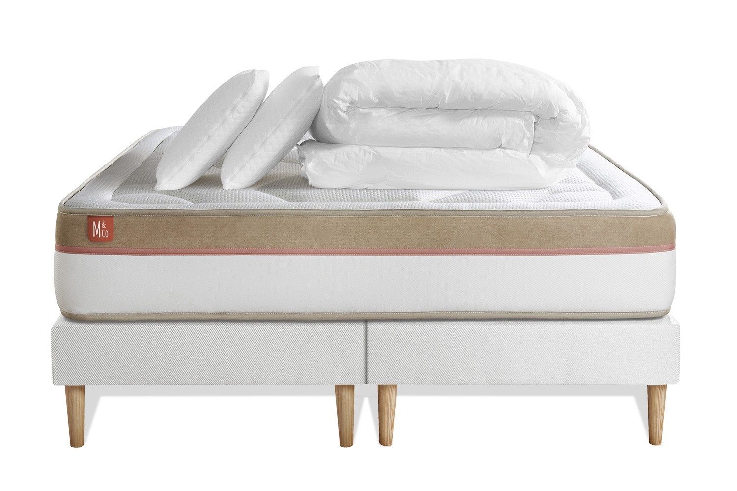 Pack Prêt A Dormir Matelas Le Cosy 200x200cm Memoire De Forme - Ep. 30cm + Double Sommiers Blanc + 2 Oreillers + Couette