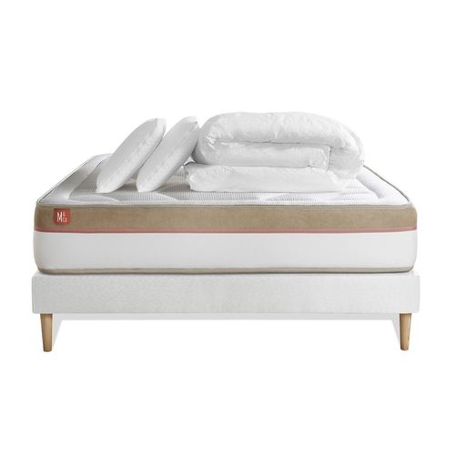 Pack Prêt A Dormir Matelas Le Cosy 200x200cm Memoire De Forme - Ep. 30cm + Sommier Kit Blanc