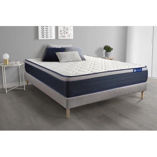 Ensemble Matelas Memoire De Forme Actimemo Max 140x190 Cm Maxi Epaisseur 7zones De Confort + Sommier Kit Gris