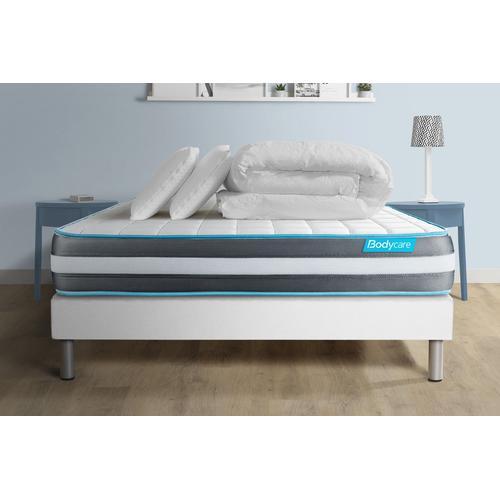 Pack 140x190 Matelas Bodyform + Sommier Kit Blanc + Couette 240x220cm + 2 Oreillers 60x40cm