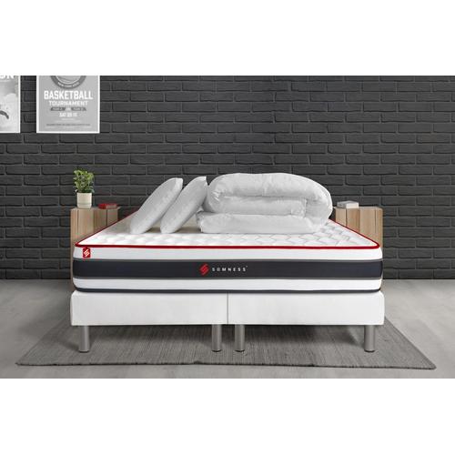 Pack Matelas Energy 200x200 + Double Sommiers Blanc 90x200 + Couette + 2 Oreillers