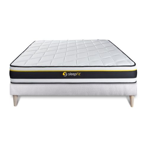 Ensemble 140x200 Matelas Soft + Sommier Kit Blanc