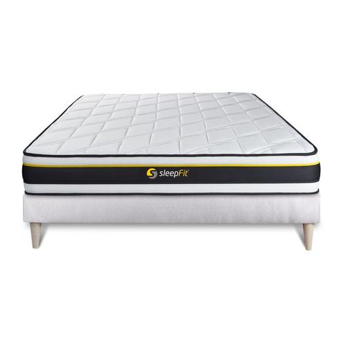 Ensemble 160x200 Matelas Soft + Sommier Kit Blanc