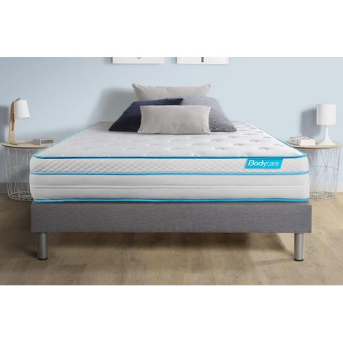 Ensemble 160x200 Matelas Bodymax Micro Ressorts Ensaches Et Memoire De Forme + Sommier Kit Gris