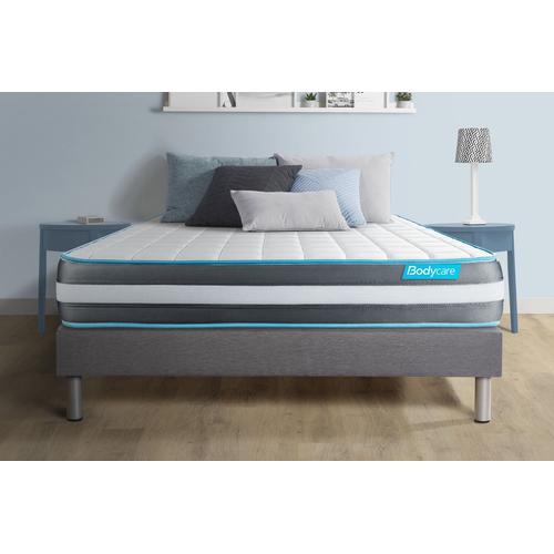 Ensemble 140x190 Matelas Bodyform A Memoire De Forme 3 Zones + Sommier Kit Gris