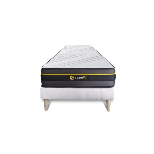 Ensemble 90x200 Matelas Active + Sommier Kit Blanc
