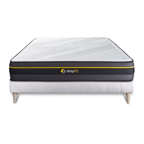 Ensemble 140x200 Matelas Active + Sommier Kit Blanc