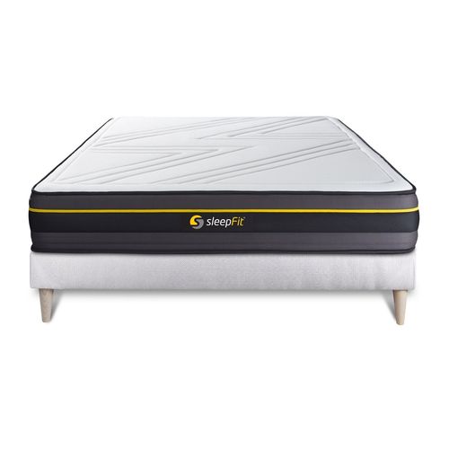 Ensemble 160x200 Matelas Active + Sommier Kit Blanc