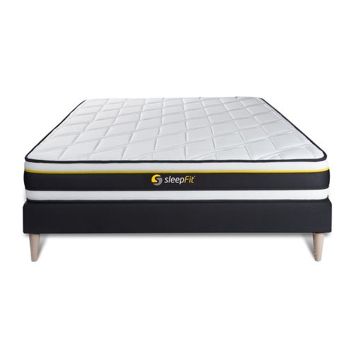 Ensemble 140x200 Matelas Soft + Sommier Kit Noir