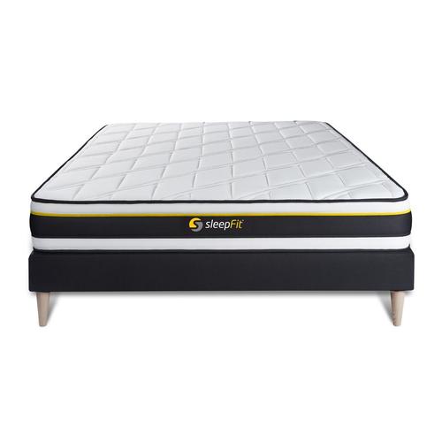 Ensemble 160x200 Matelas Soft + Sommier Kit Noir